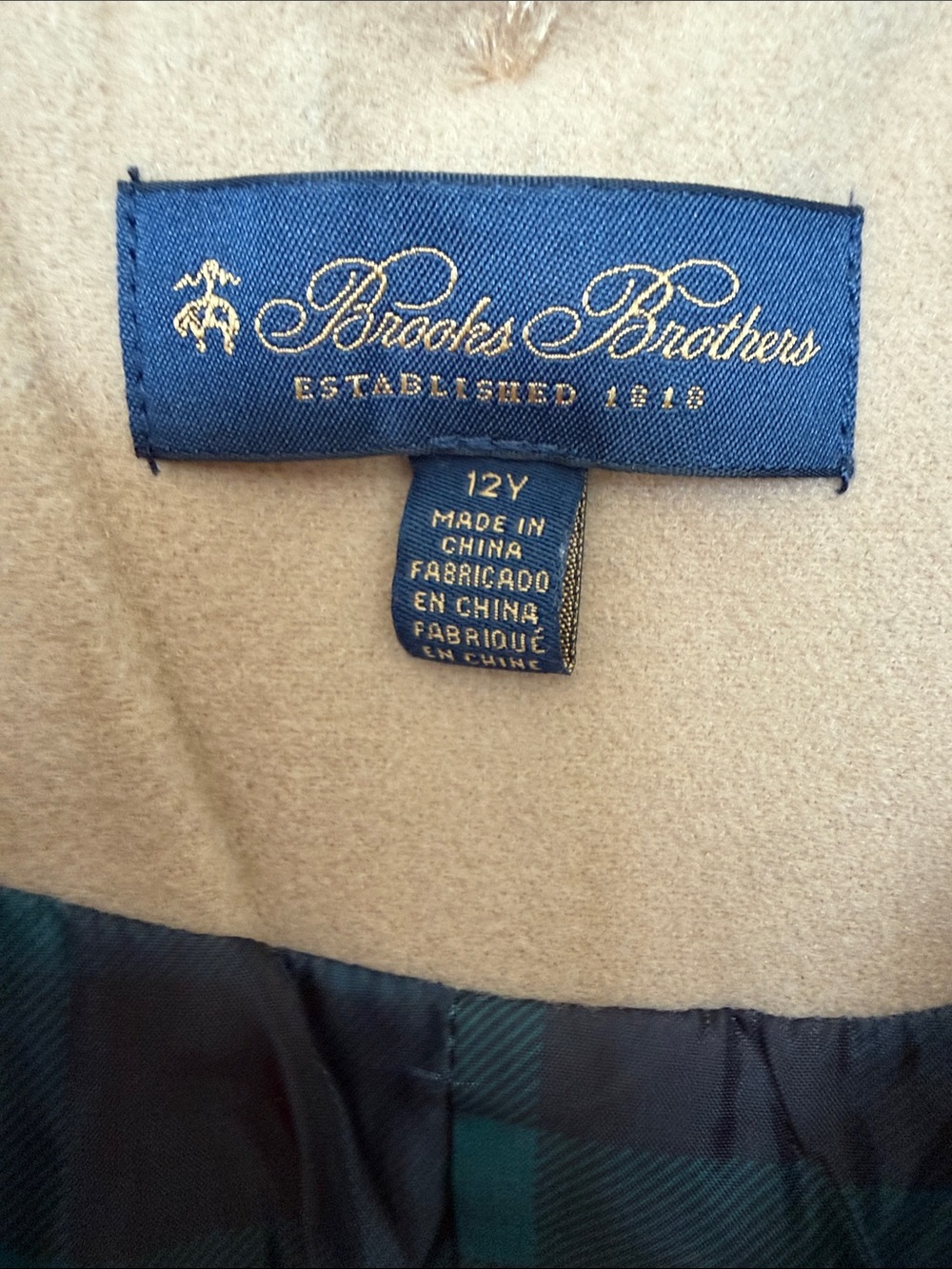 Brooks Brothers Camel Tan Wool Toggle Coat with Hood Size 12. Trench coat 🧥 - Picture 4 of 16